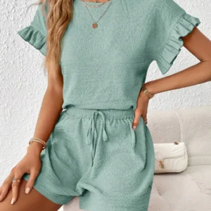 Women's 2-Piece Short Sleeve Top & Shorts Lounge Set