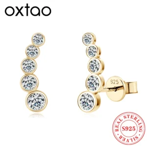 Bezel Moissanite Diamond Stud Earrings D Color
