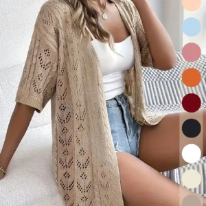 Plus Size Women's Crochet Knit Cardigan Open Front Lightweight