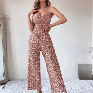 Women's Casual Polka Dot Print Front Tie Jumpsuit, Summer,Boho,Vacation Outfit