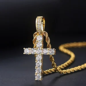 Women's Cross Pendant Necklace, Men's and Women's Same Personalized Diamond Chain Jewelry