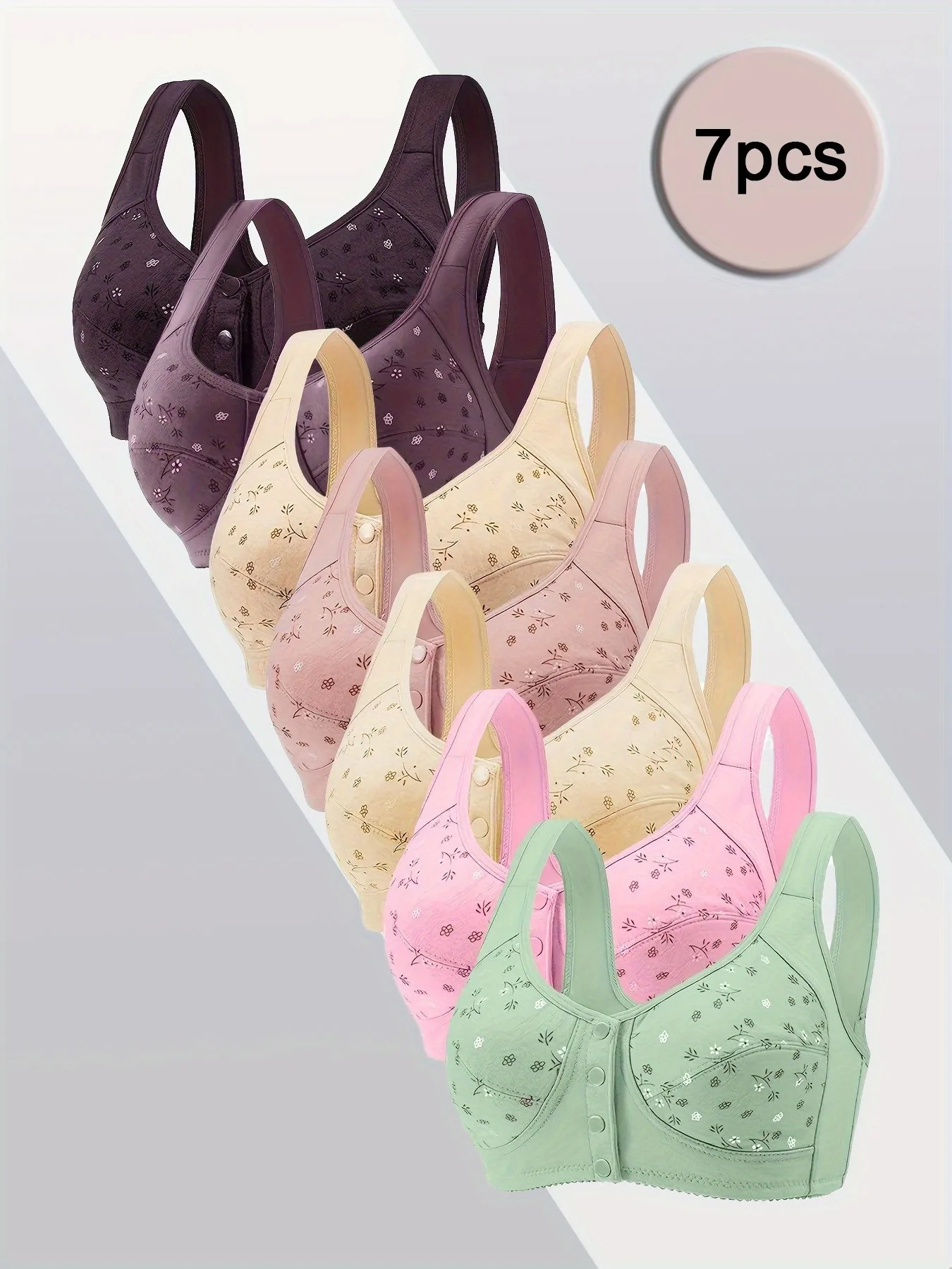 7pcs Elegant Lace Push Up Seamless Bras for Women - Image 7