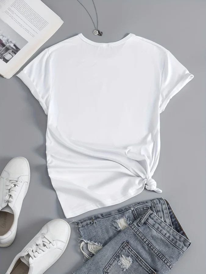 Women's Fashion T-Shirt Casual Limited Edition Graphic Tee Fashionable Letter Urban Style Print Women'S Round Neck T-Shirt - Image 5