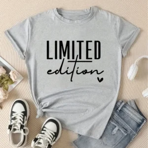 Women's Fashion T-Shirt Casual Limited Edition Graphic Tee Fashionable Letter Urban Style Print Women'S Round Neck T-Shirt - Thumbnail Image 4