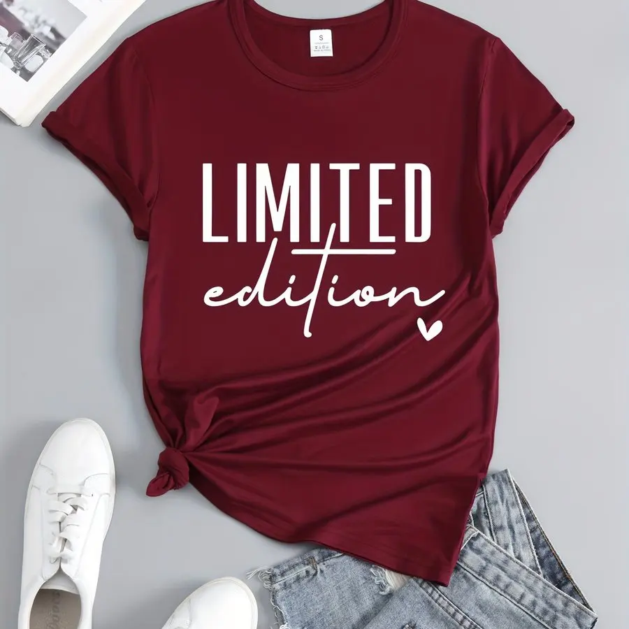 Women's Fashion T-Shirt Casual Limited Edition Graphic Tee Fashionable Letter Urban Style Print Women'S Round Neck T-Shirt - Image 8