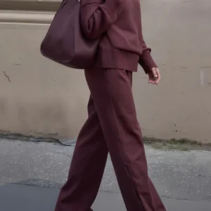 Two-piece Suit, Long-sleeved High-neck Sweatshirt and Wide-leg Pants, - Thumbnail Image 4