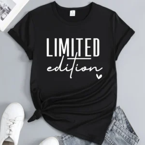 Women's Fashion T-Shirt Casual Limited Edition Graphic Tee Fashionable Letter Urban Style Print Women'S Round Neck T-Shirt - Thumbnail Image 6