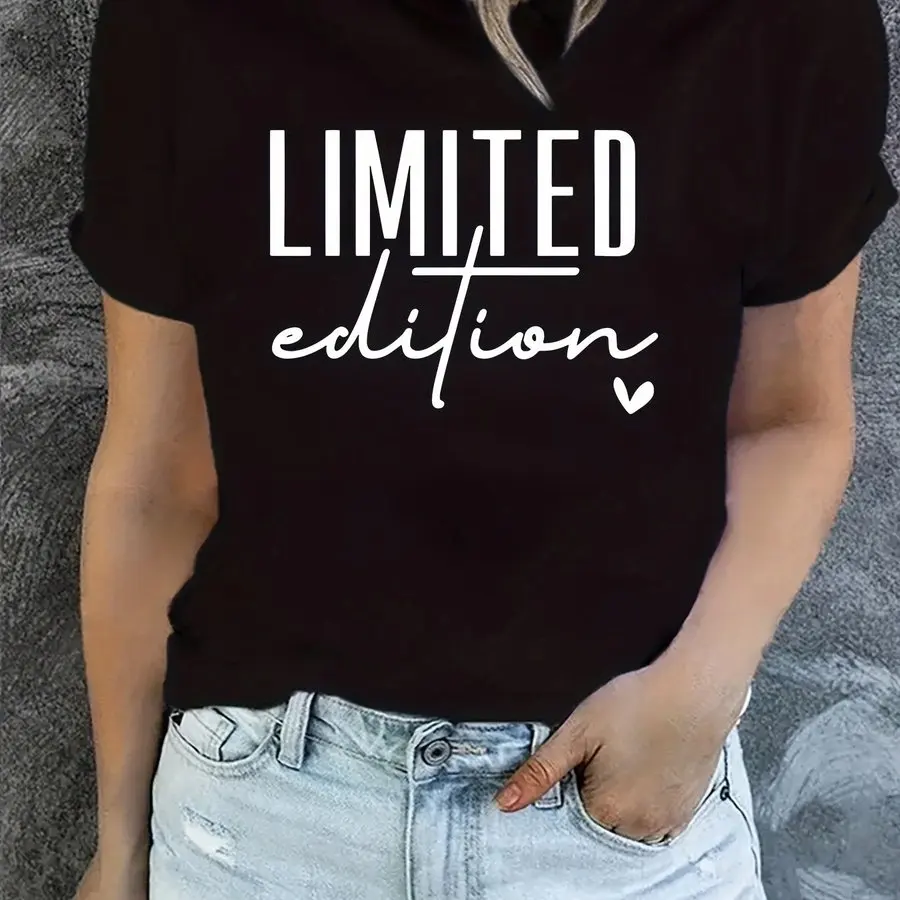 Women's Fashion T-Shirt Casual Limited Edition Graphic Tee Fashionable Letter Urban Style Print Women'S Round Neck T-Shirt - Image 7