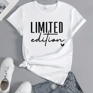 Women's Fashion T-Shirt Casual Limited Edition Graphic Tee Fashionable Letter Urban Style Print Women'S Round Neck T-Shirt - Thumbnail Image 2